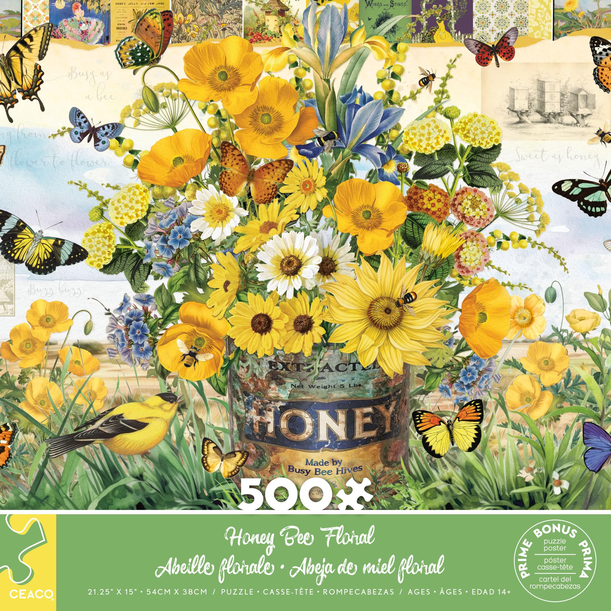 Amazon.com: Ceaco - Honey Bee Floral - 500 Piece Jigsaw Puzzle for